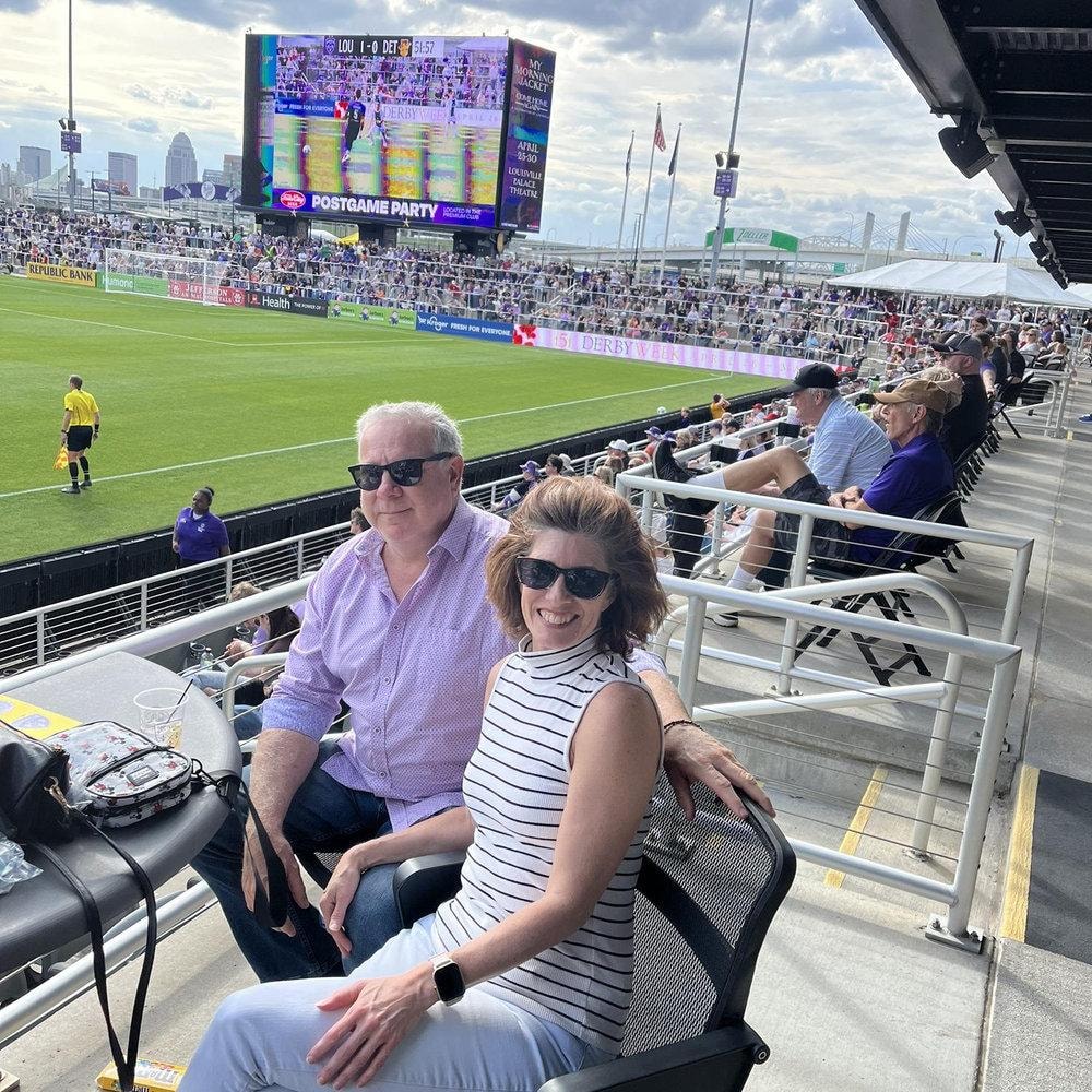 Veronique and Dan at a Louisville City FC soccer match