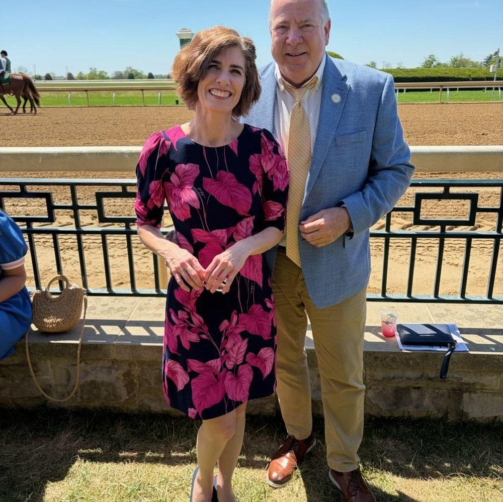 Veronique and Dan at the horse racing track
